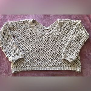 ARTELIER Juniors Size Large 🤍 Beige Crochet Sweater Cropped Style 🤍 Soft Knit